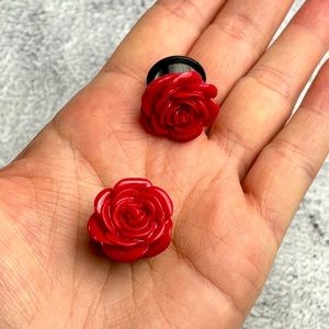 Rose Plugs for Stretched Ears, Earrings Gauges Jewelry